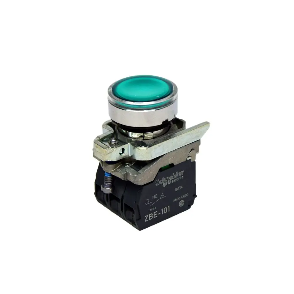 Pulsador luminoso rasante verde 22mm 220VAC NA+NC